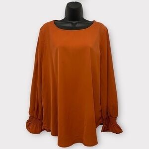 Naggoo Orange Long Sleeve Blouse Top Size Large